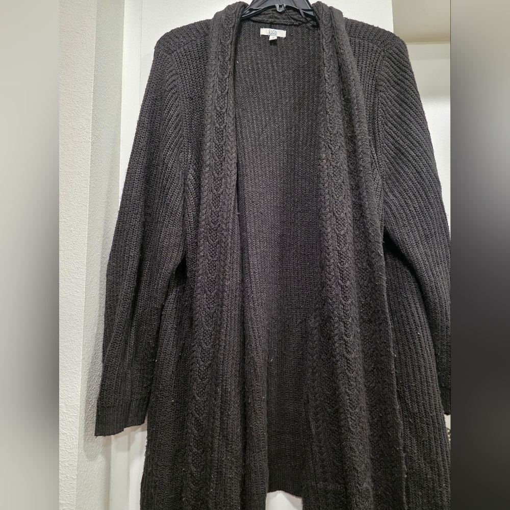 Croft & Barrow Black Knee Length Knit Sweater